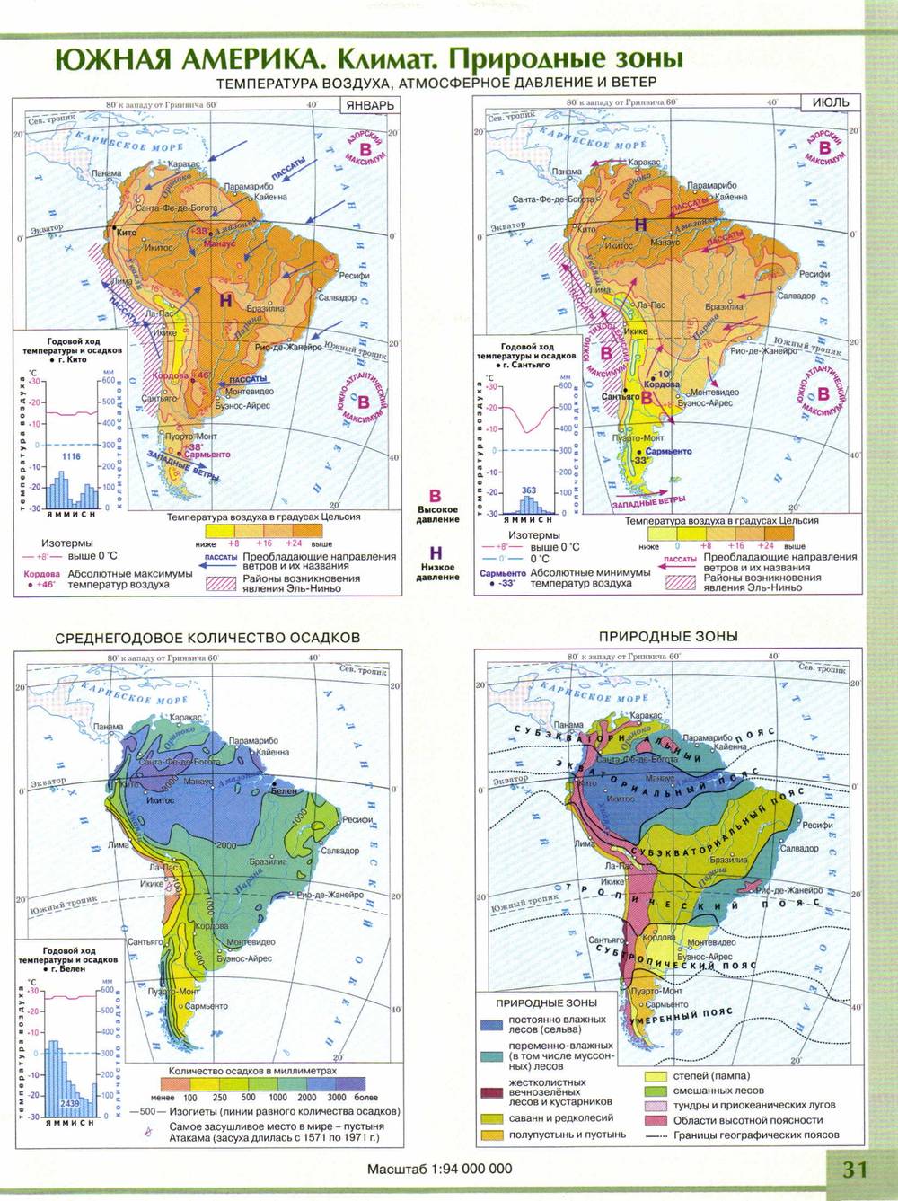 Атлас 7 класс южная америка физическая карта