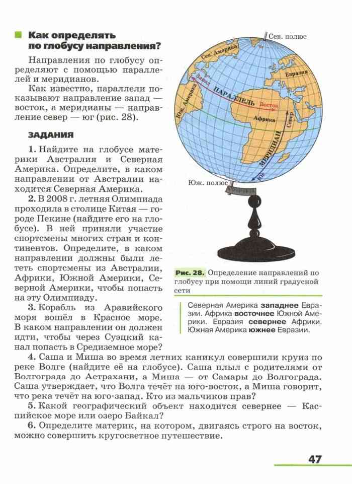 Учебник географии 5 класс читать климанов. Определение направлений на глобусе. Как определить направление по глобусу. Направление на карте и глобусе. Глобус Запад Восток.
