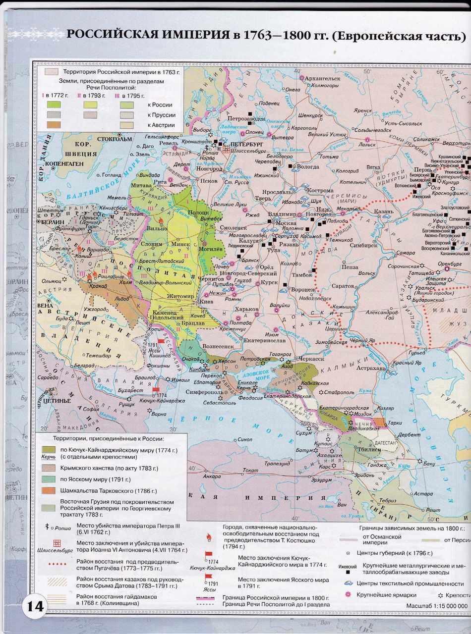 Контурная карта по истории россии 8 класс российская империя во второй половине 18 века